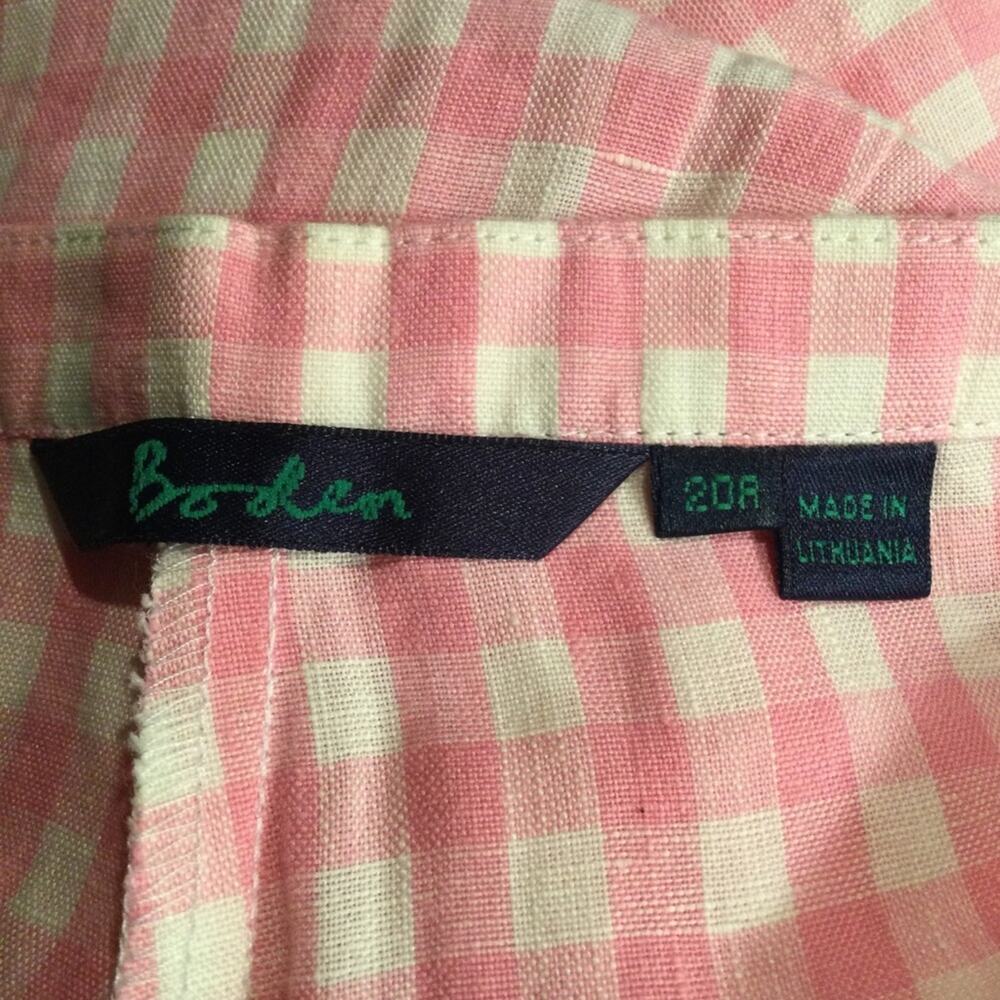 Boden Pink & White Gingham Linen Cropped Pants Size 20R NWOT - Picture 3 of 6